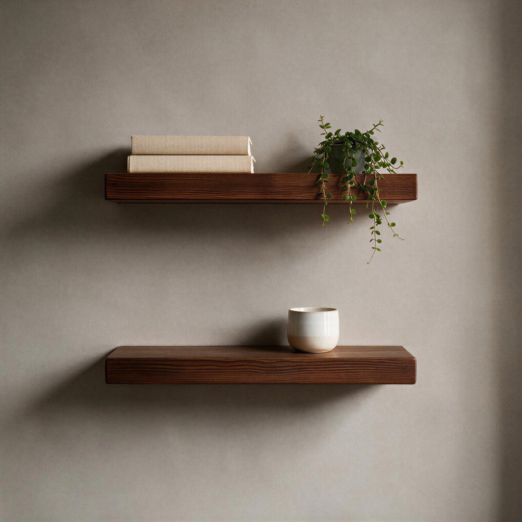 Contemporary Style Dark Pine Floating Shelf