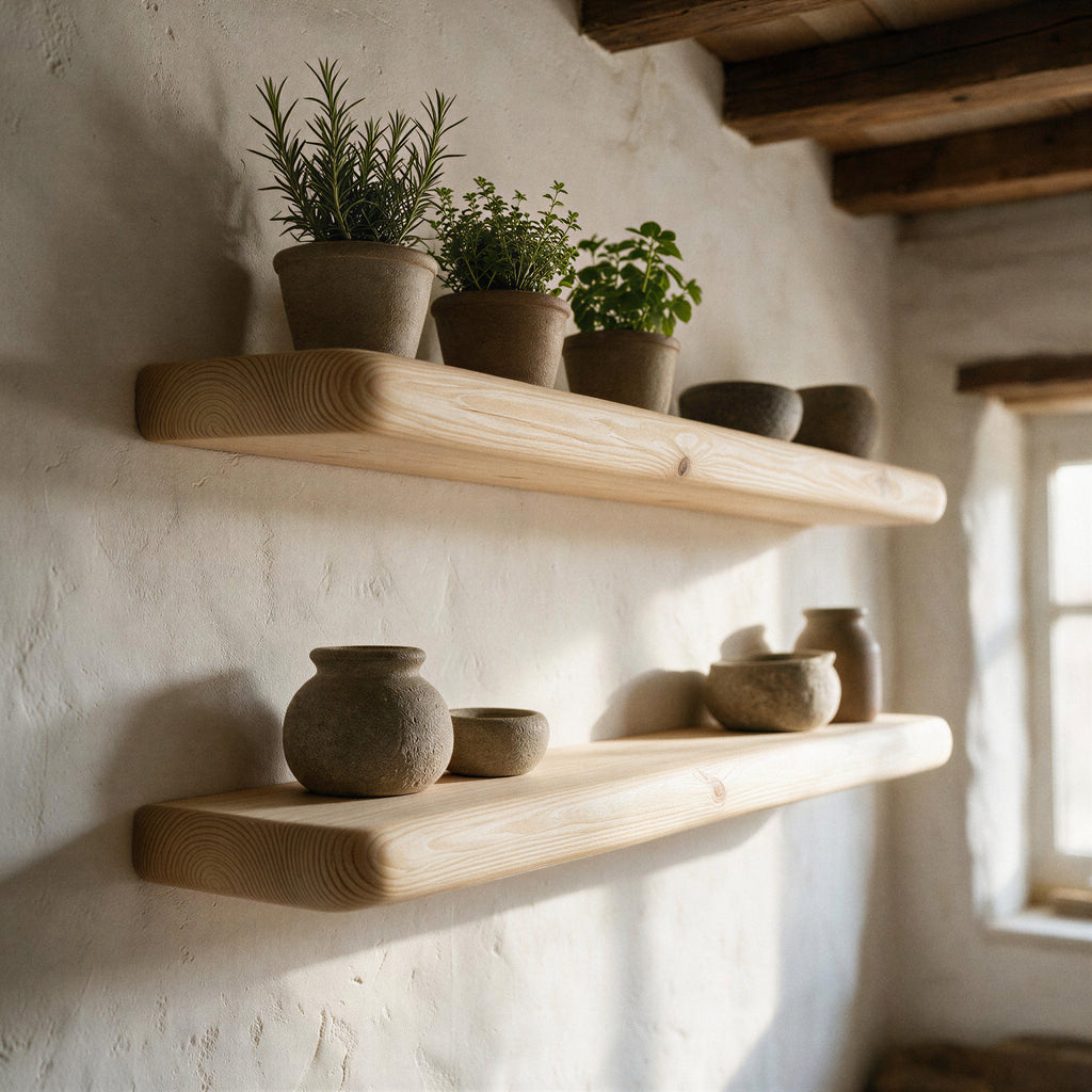 Rustic Style Natural Pine Floating Shelf