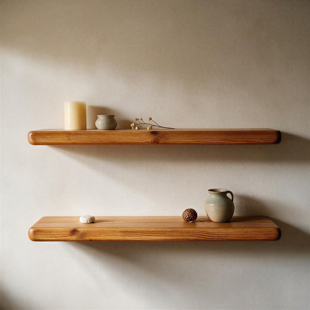 Country Cottage Style Warm Pine Floating Shelf