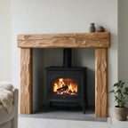 Rustic Natural Oak Fireplace Surround - grain detail macro