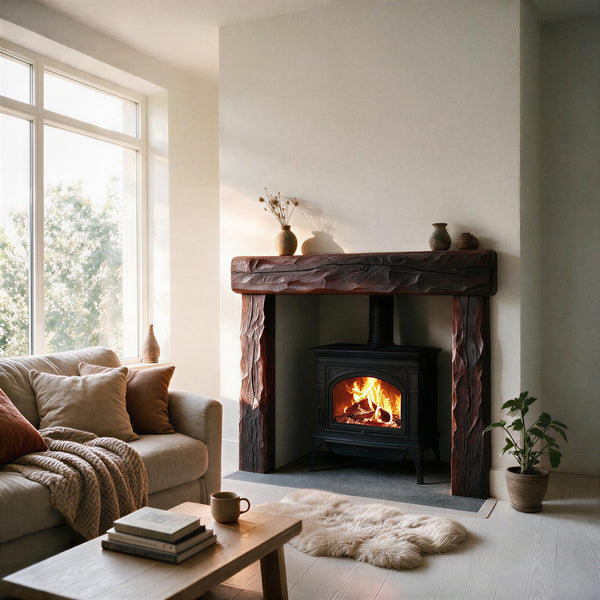 Rustic Dark Oak Fireplace Surround - view 1
