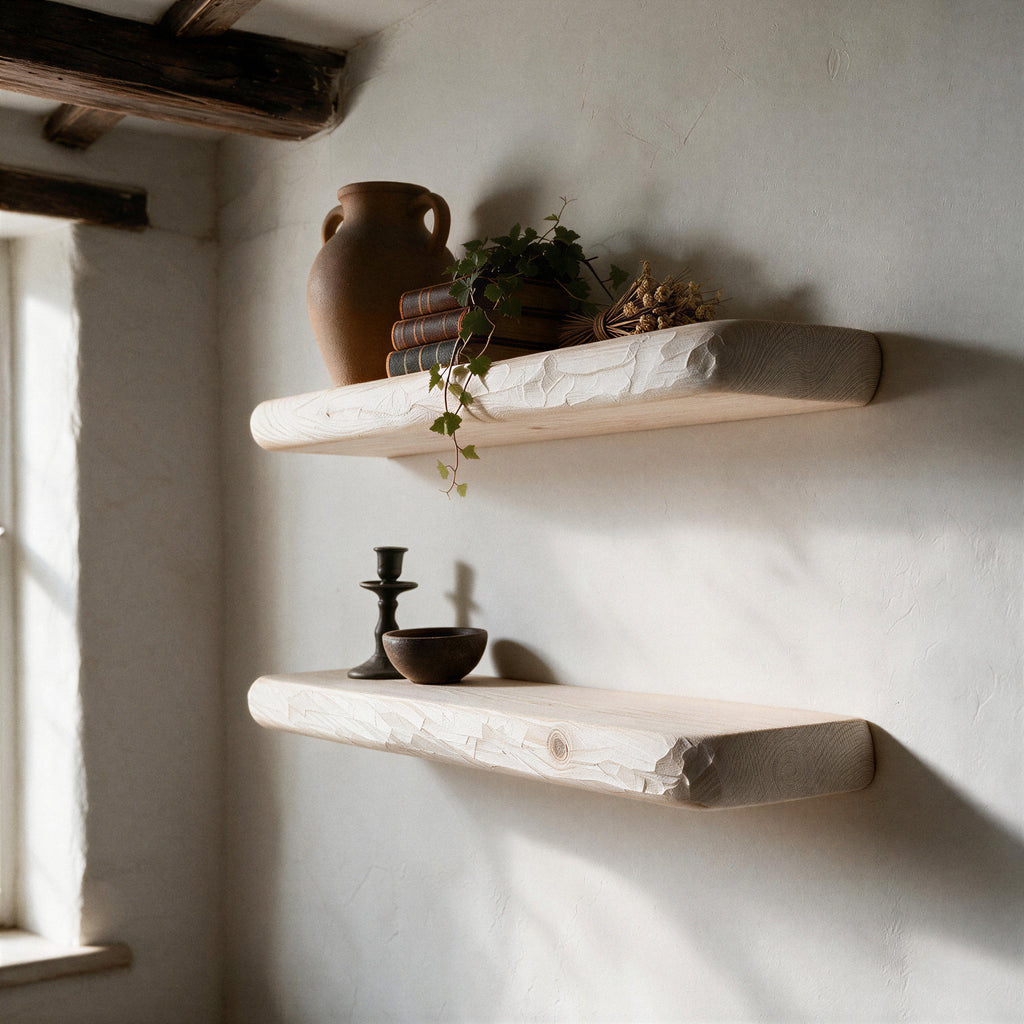 Rustic Style White Pine Floating Shelf