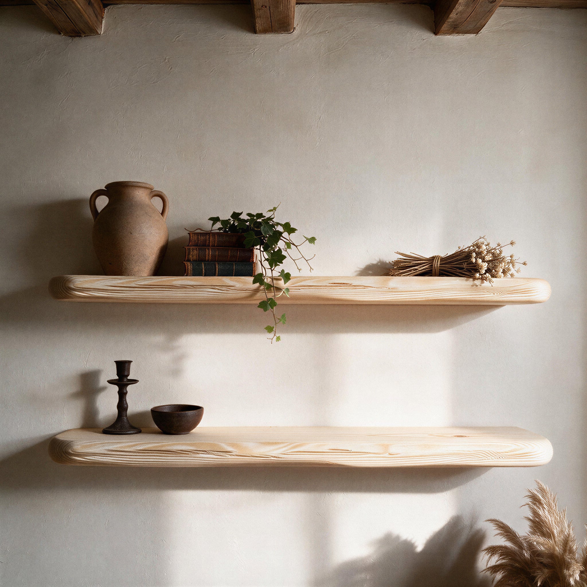 Rustic Style White Pine Floating Shelf