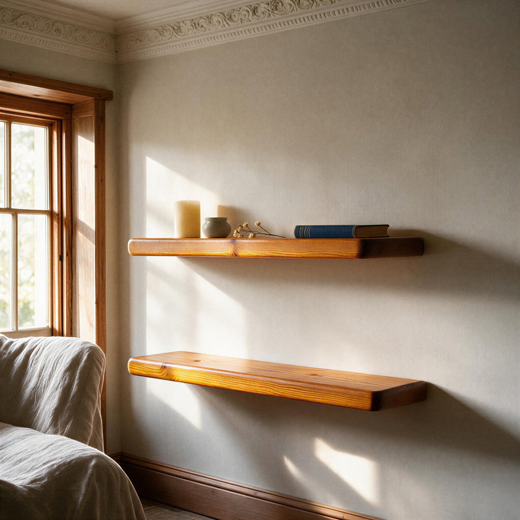 Country Cottage Style Warm Pine Floating Shelf