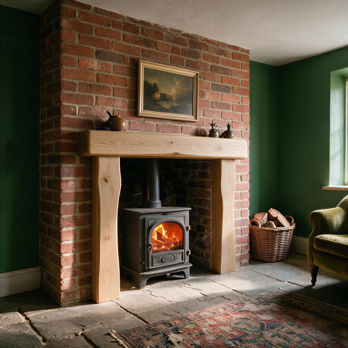 Farmhouse Natural Oak Fireplace Surround - view 1