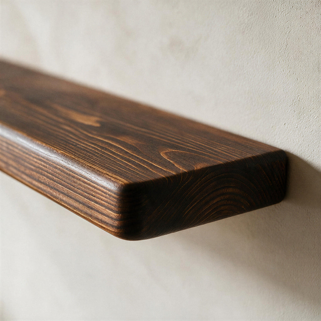 Country Cottage Style Dark Pine Floating Shelf