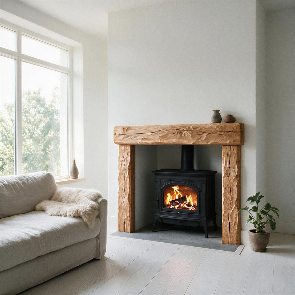 Rustic Natural Oak Fireplace Surround - view 2