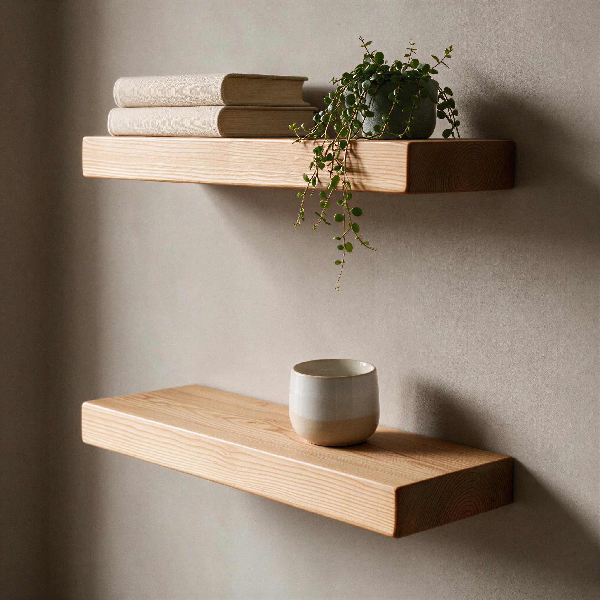 Contemporary Style Natural Pine Floating Shelf