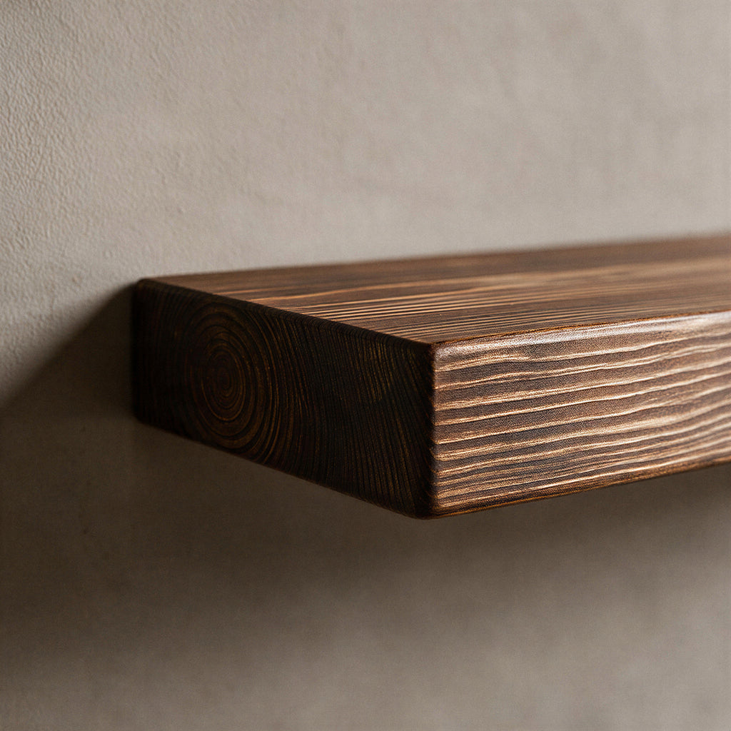 Contemporary Style Dark Pine Floating Shelf