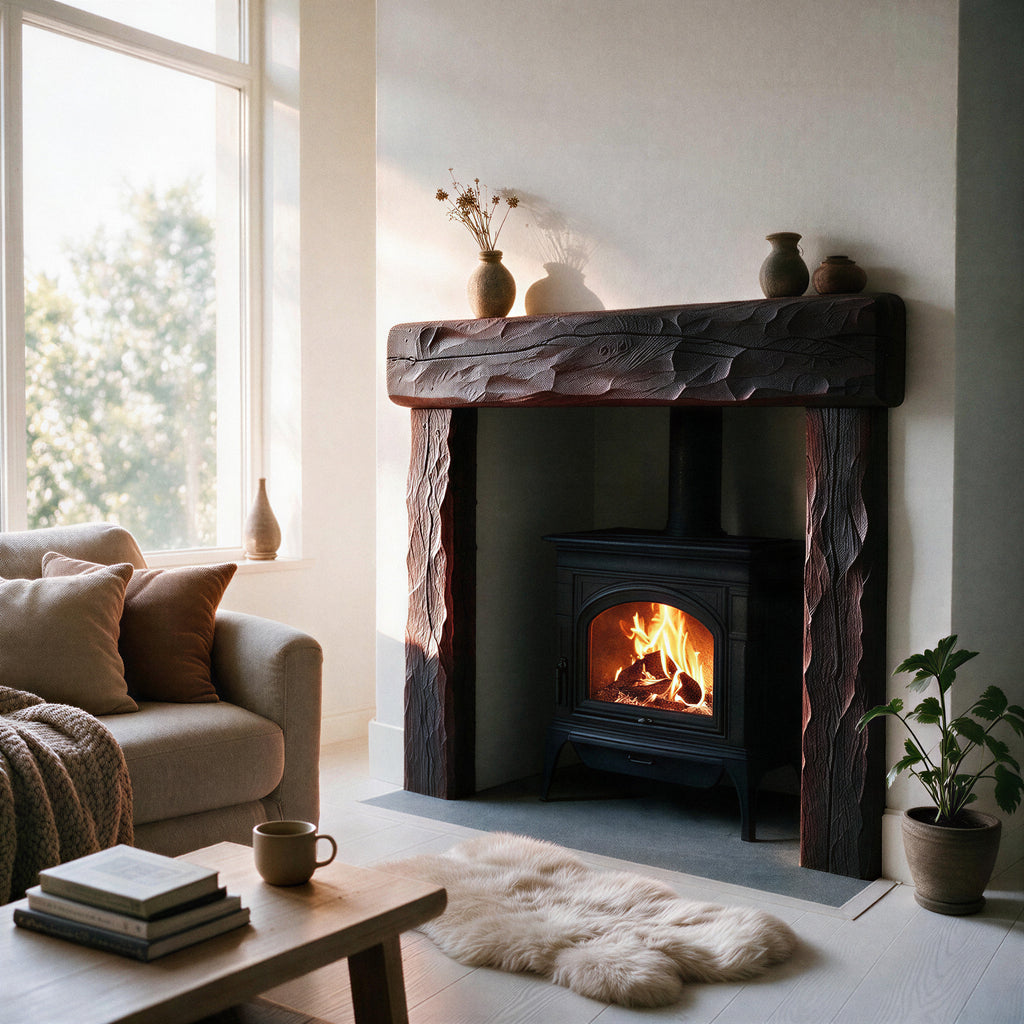Rustic Dark Oak Fireplace Surround - view 3