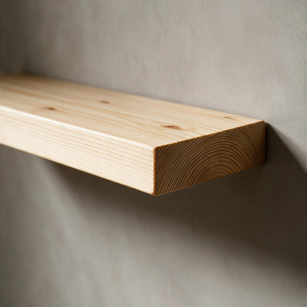 Contemporary Style Natural Pine Floating Shelf