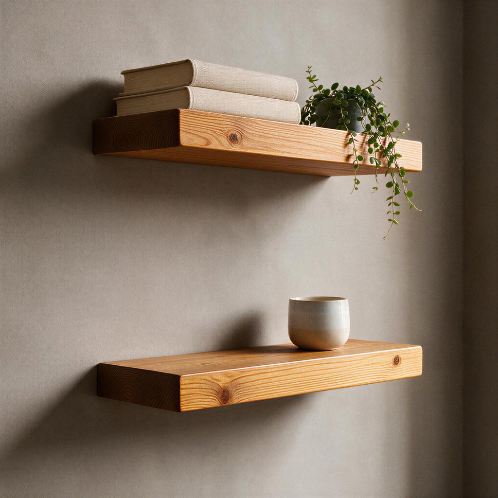 Contemporary Style Warm Pine Floating Shelf