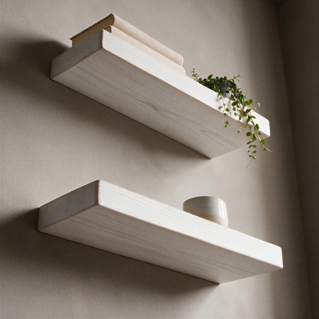 Contemporary Style White Pine Floating Shelf