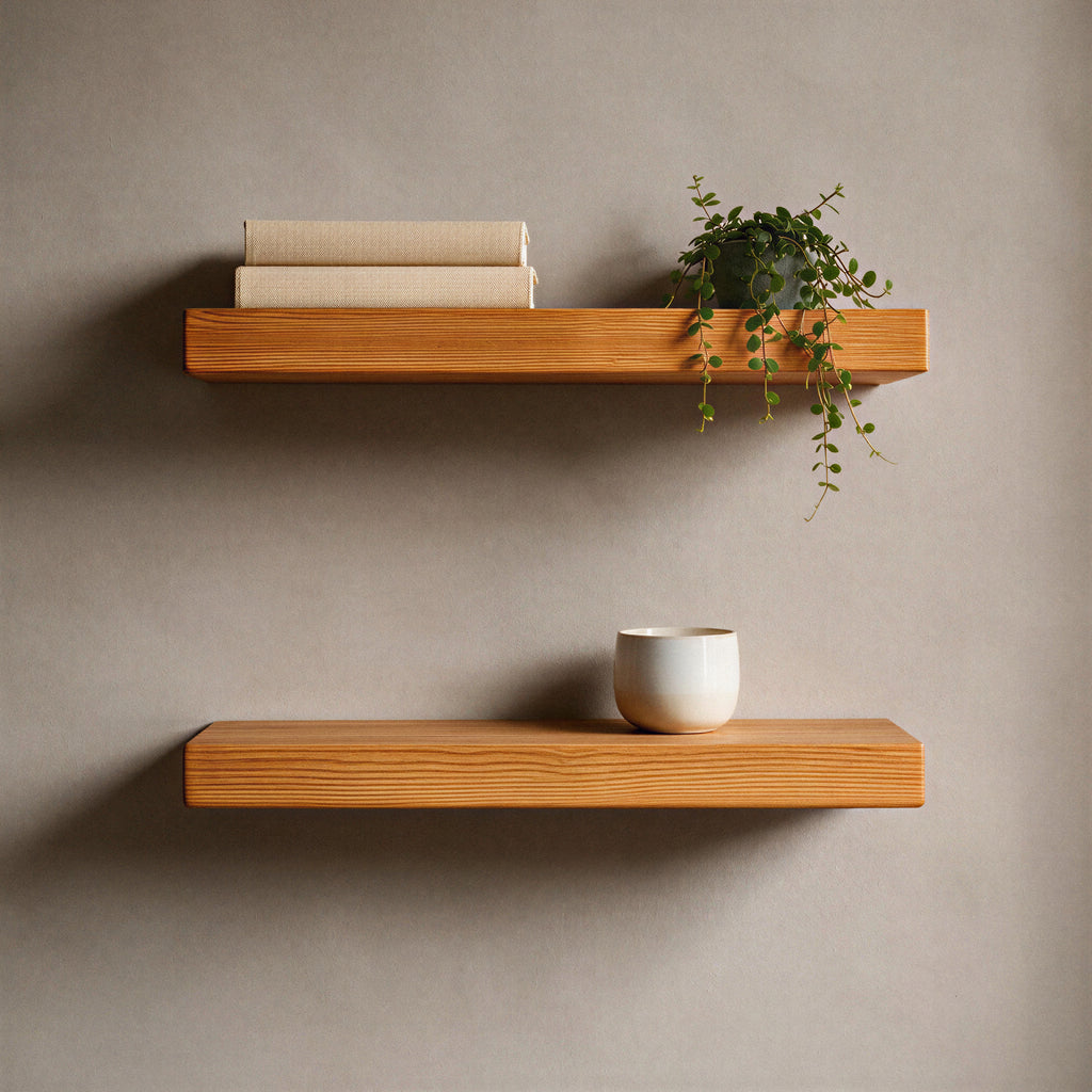 Contemporary Style Warm Pine Floating Shelf