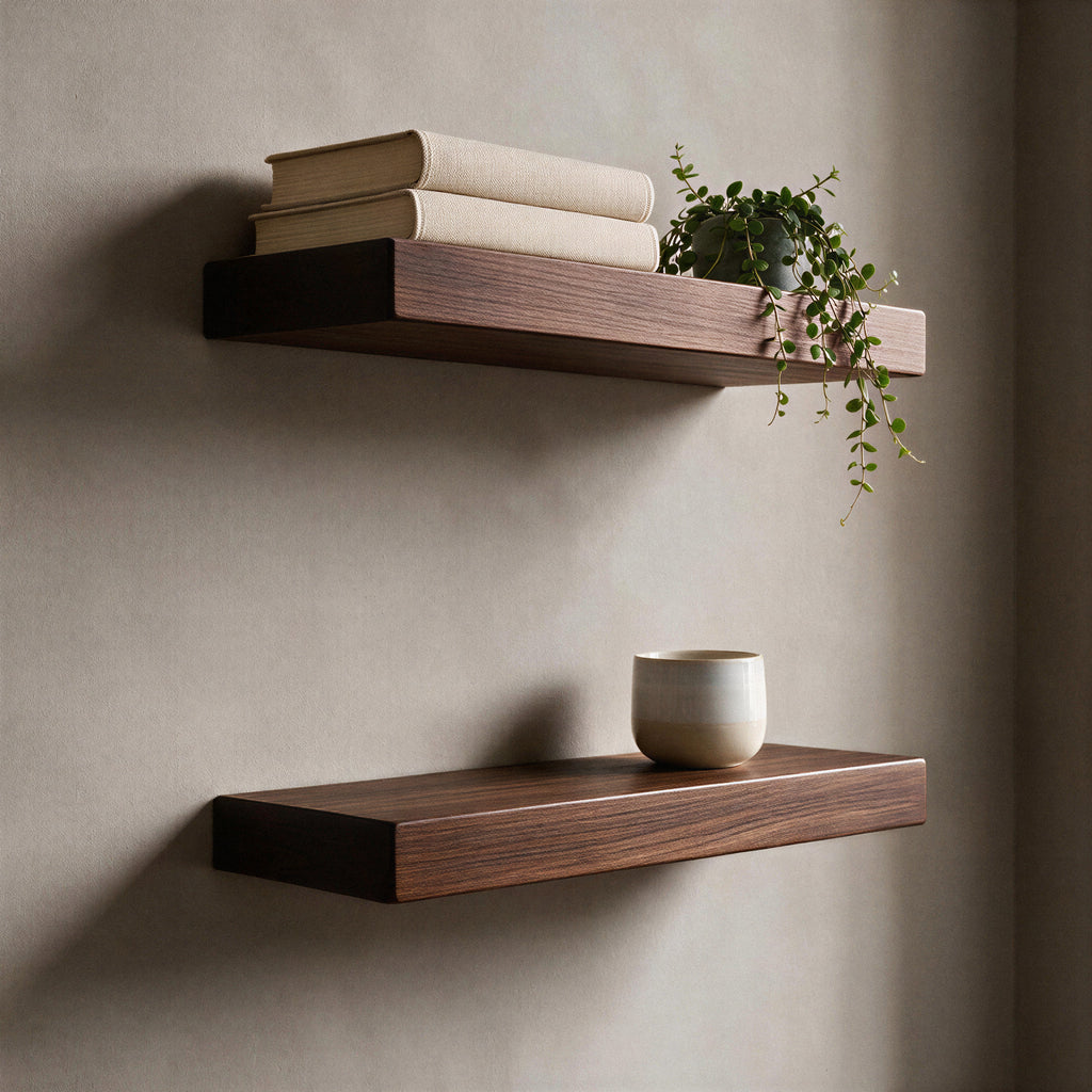 Contemporary Style Dark Pine Floating Shelf