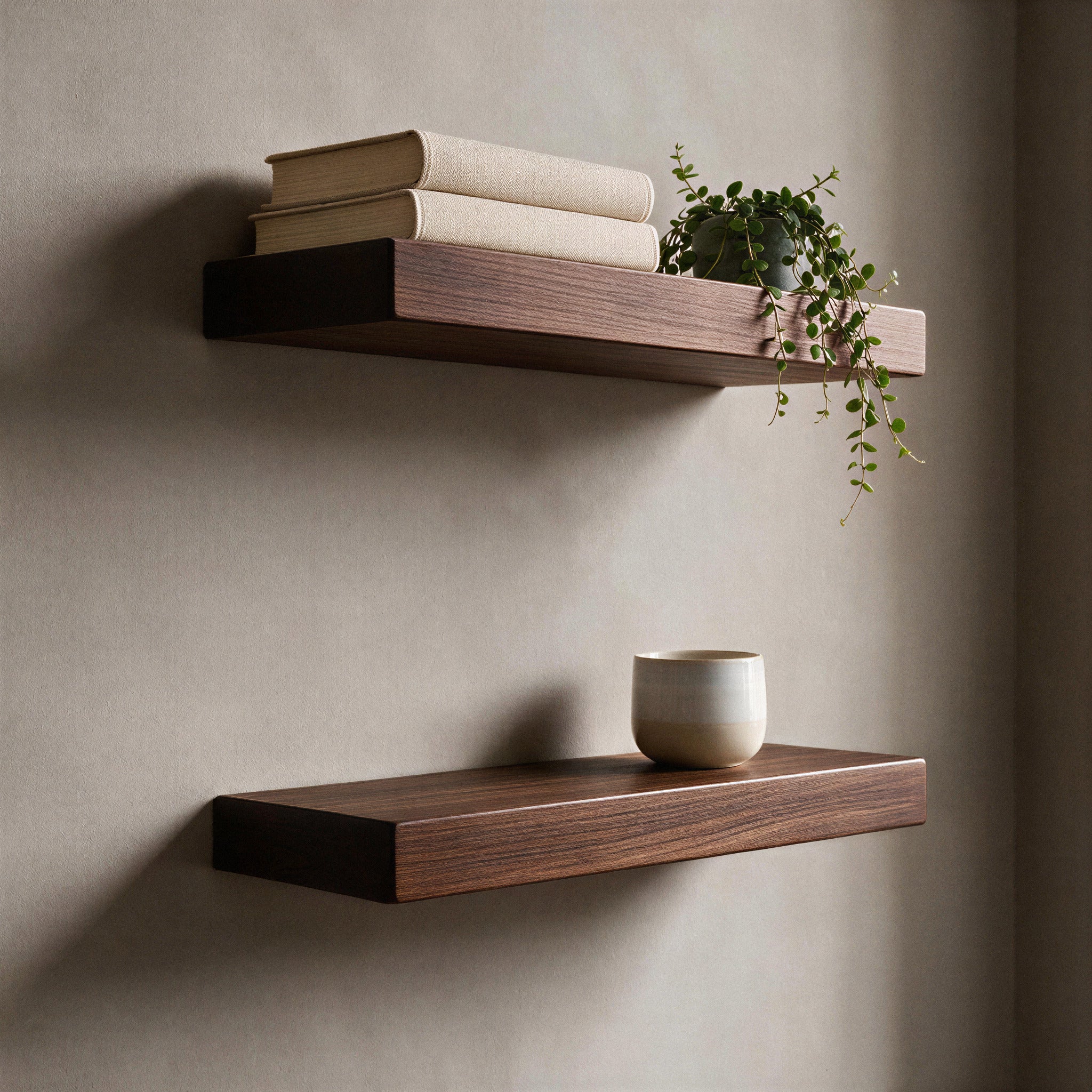 Contemporary Style Dark Pine Floating Shelf