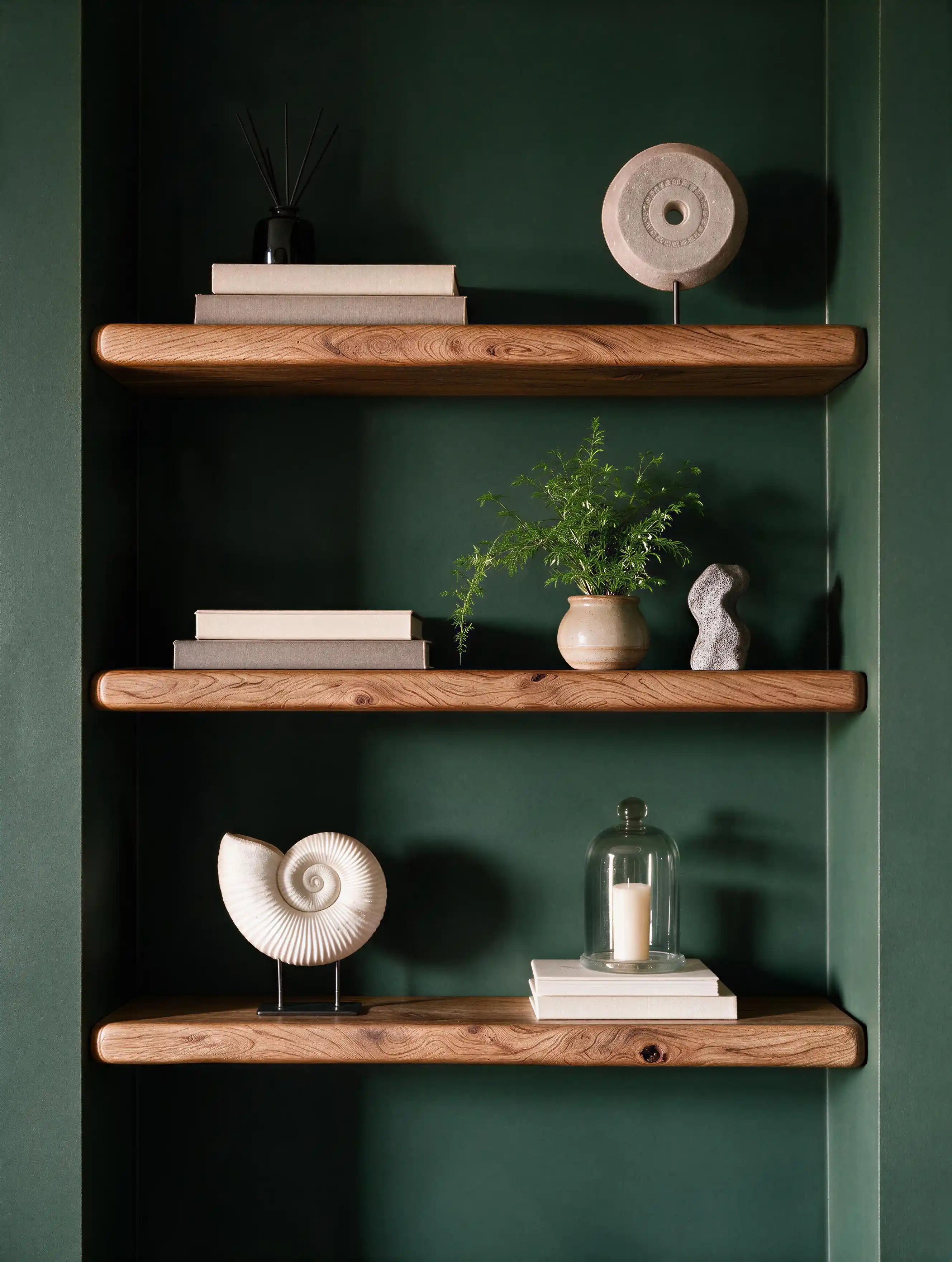 Farmhouse Style Dark Oak Alcove Shelves