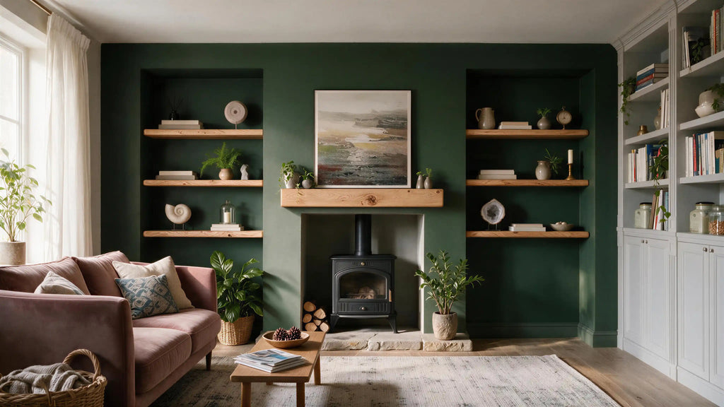 Farmhouse Style Natural Oak Alcove Shelves
