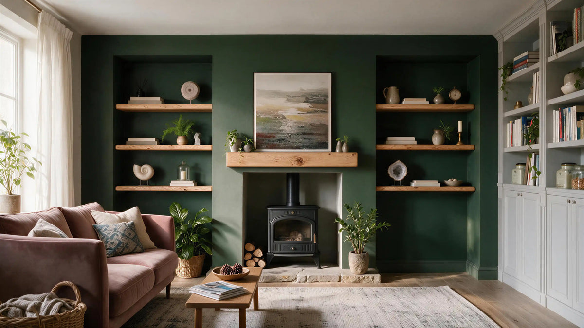 Farmhouse Style Natural Oak Alcove Shelves