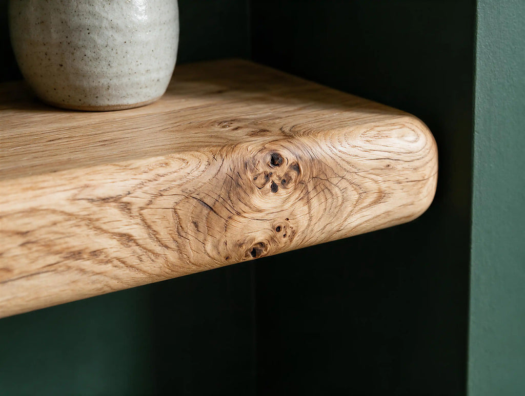 Farmhouse Style Natural Oak Alcove Shelves