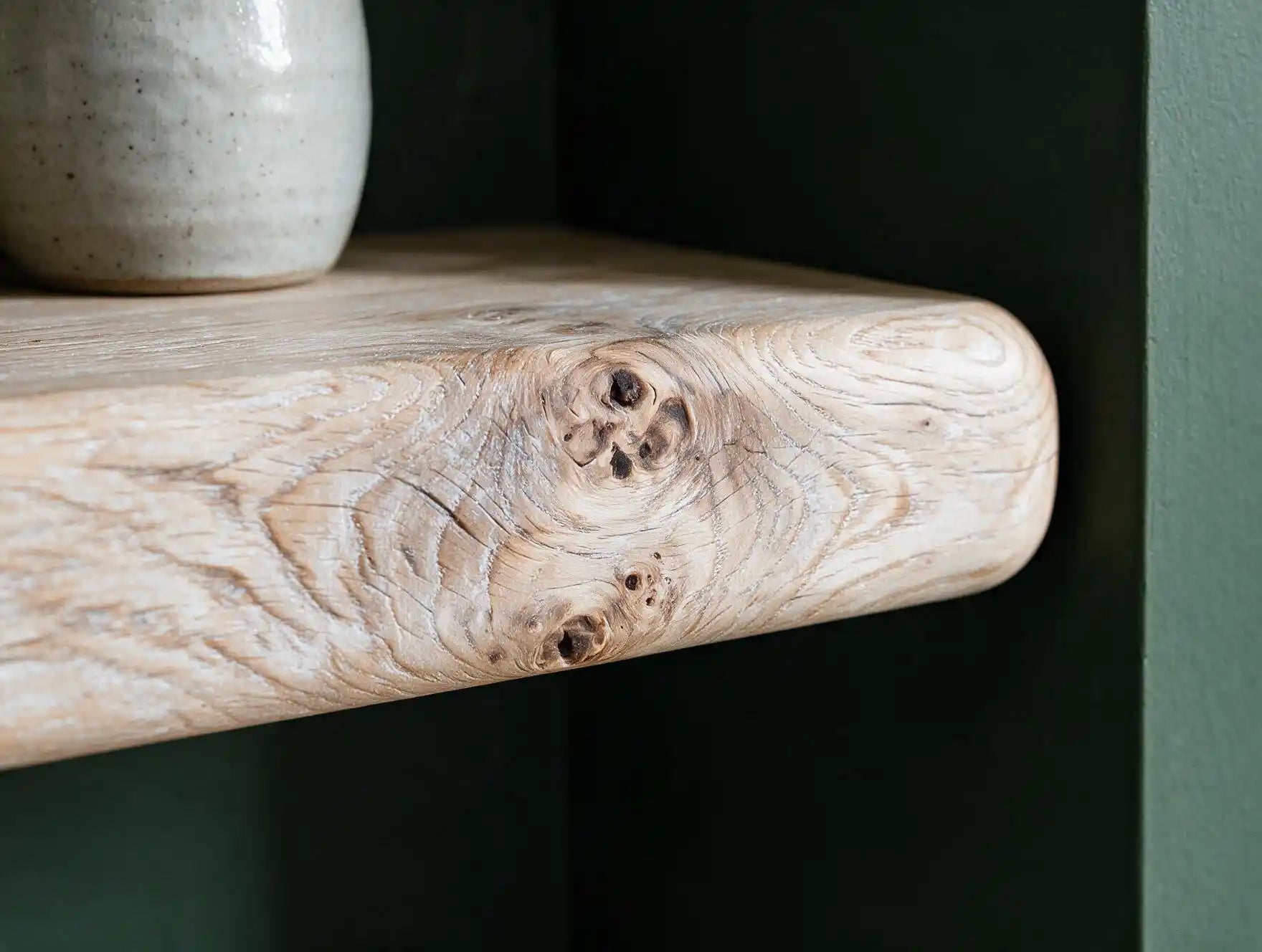 Farmhouse Style White Oak Alcove Shelves