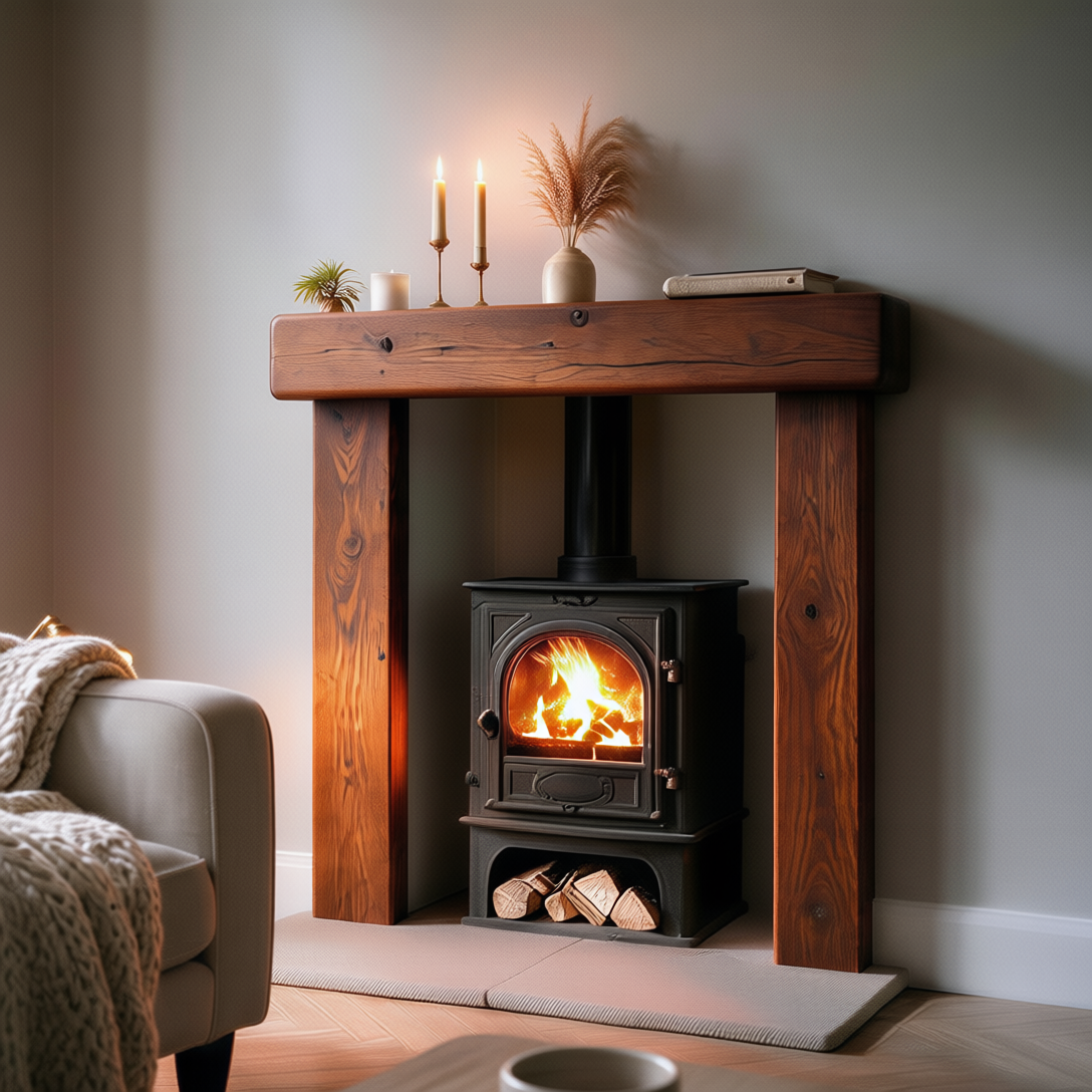 Country Cottage Dark Oak Fireplace Surround - hero close