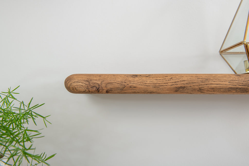 Farmhouse dark air-dried oak shelves