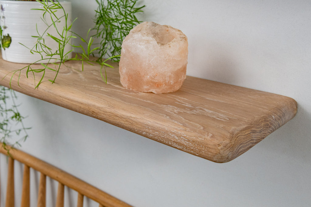 Thin Farmhouse – White Oak Shelves For Plasterboard Walls