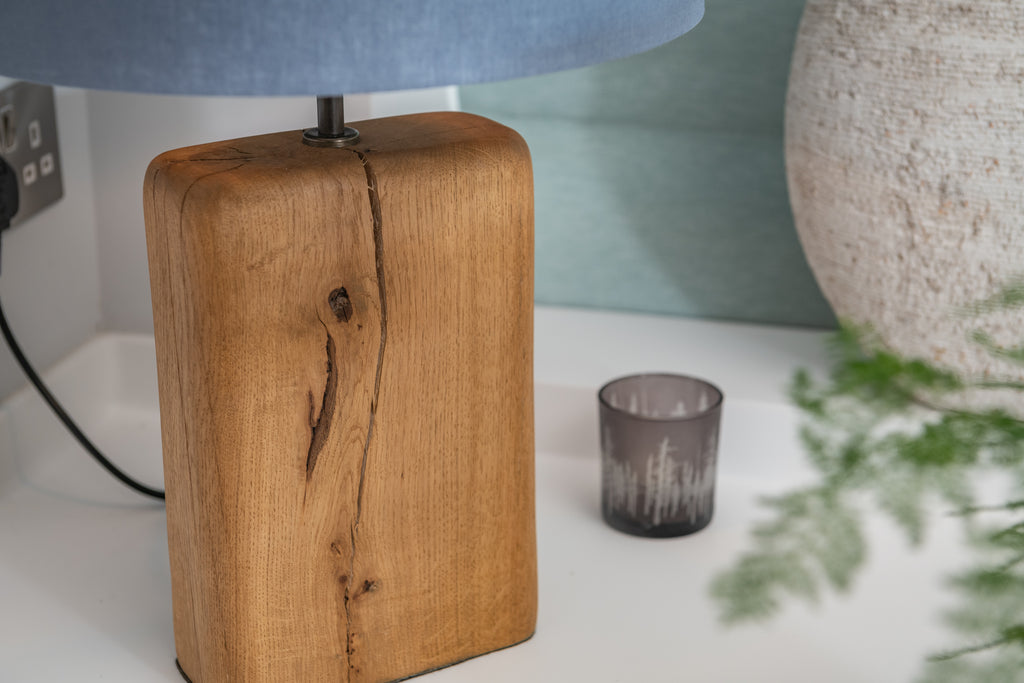 Oak Farmhouse Style Lamp (shade not included)
