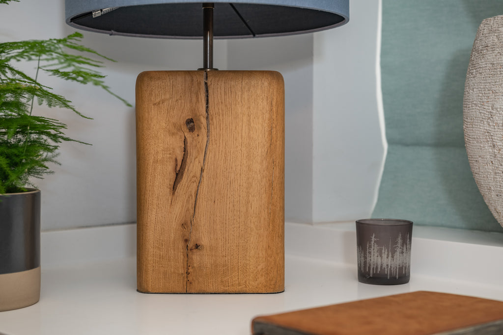 Oak Farmhouse Style Lamp (shade not included)