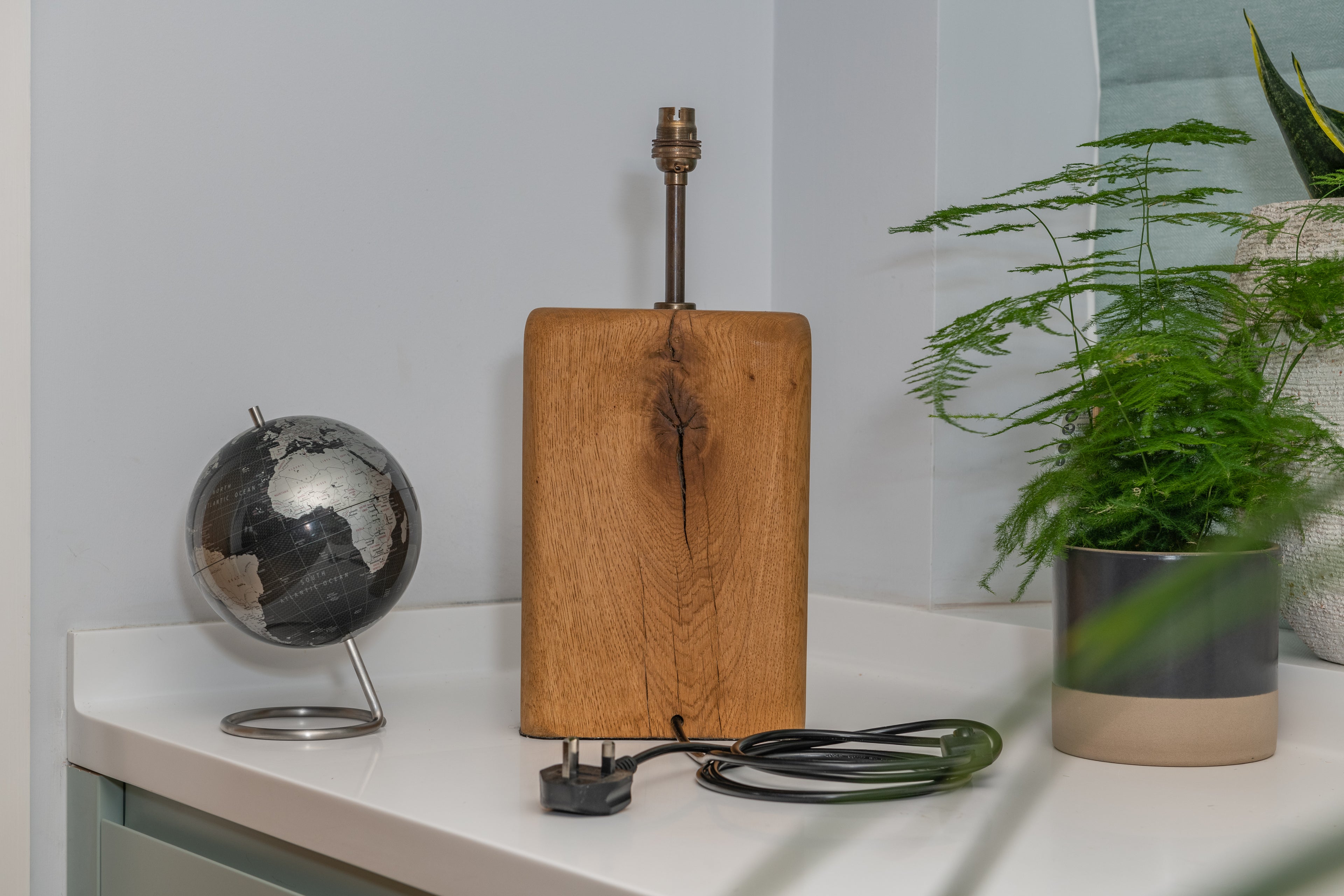 Oak Farmhouse Style Lamp (shade not included)