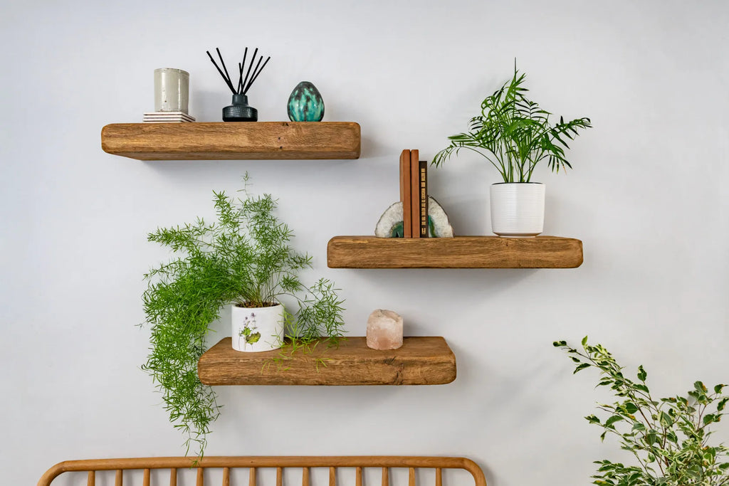 Rustic Style Natural Oak Floating Shelves