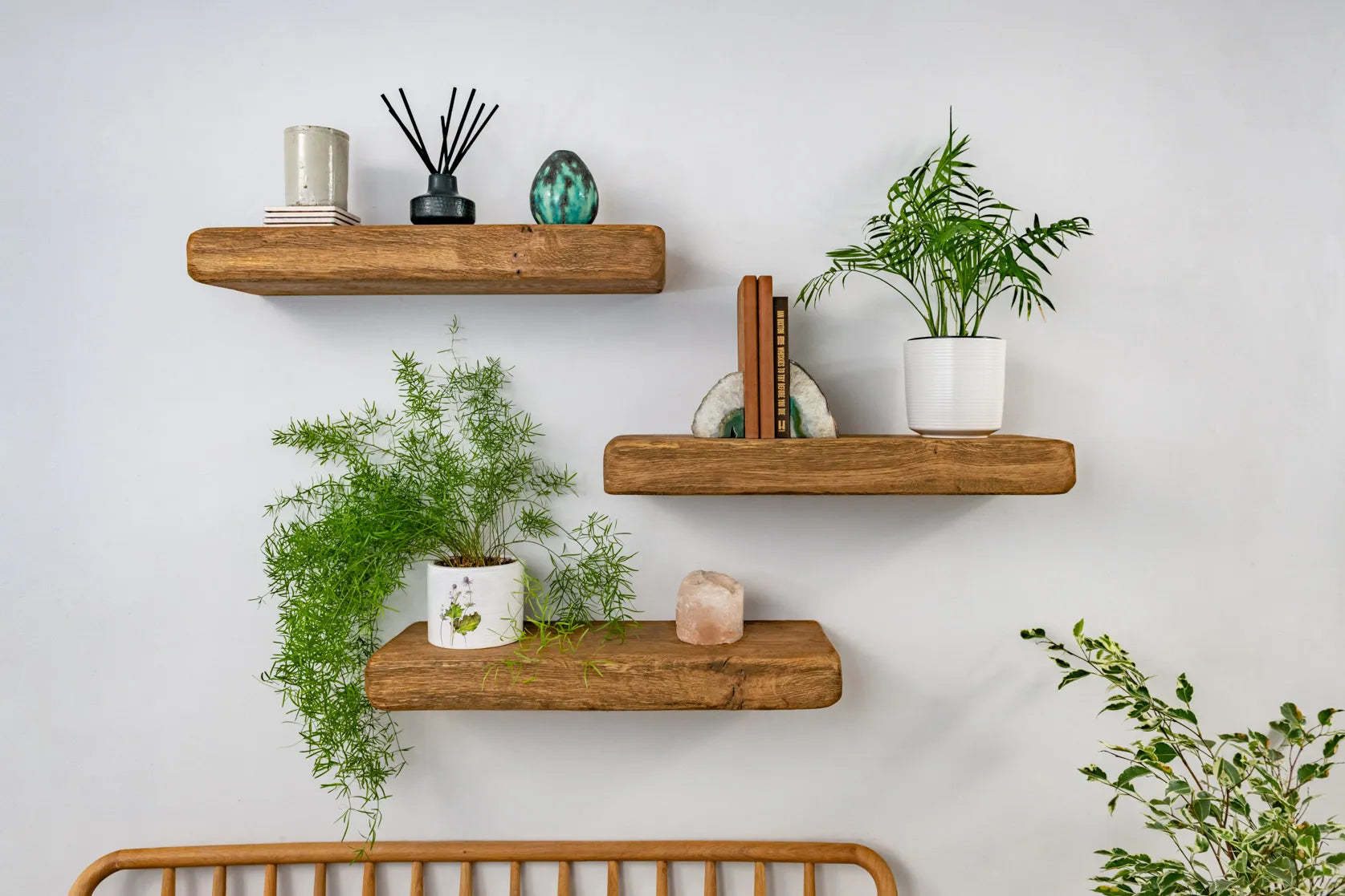 Rustic Style Natural Oak Floating Shelves