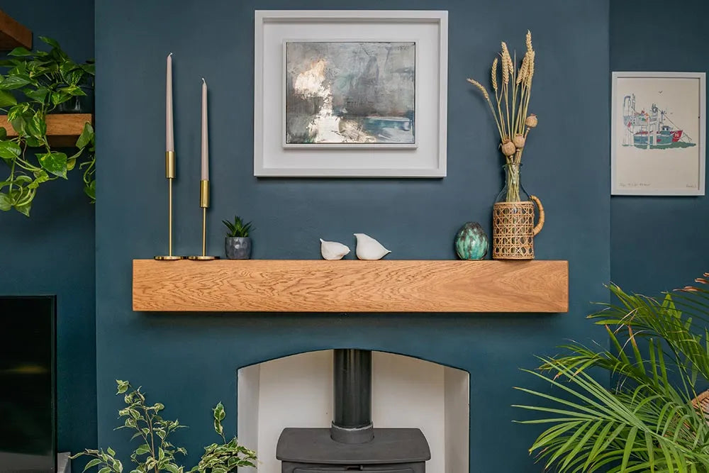 The Contemporary Clean Lined Warm Oak Fireplace Beam
