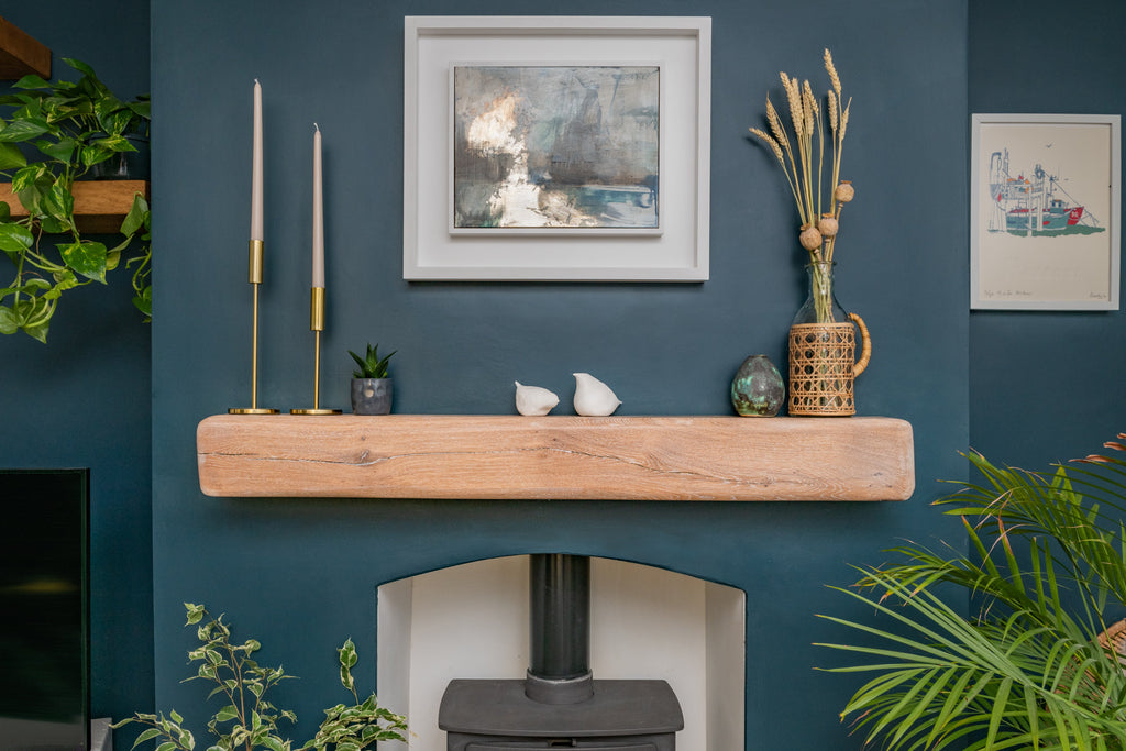 The Farmhouse White Oak Fireplace Beam For Plasterboard Walls