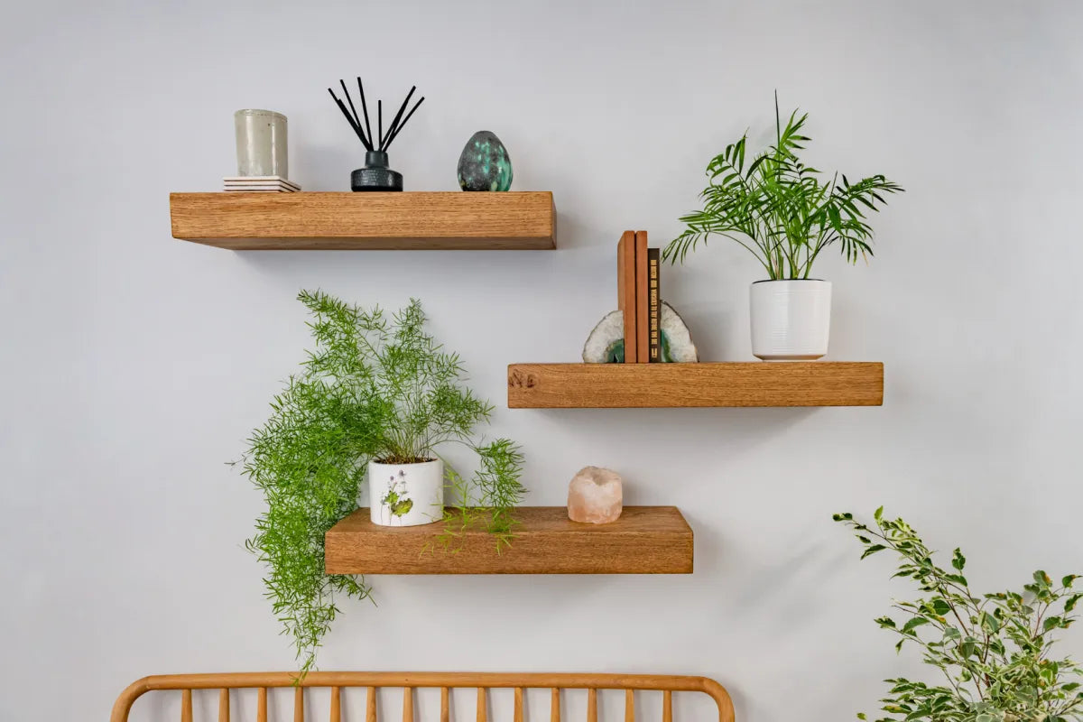 Thick Contemporary Clean Lined – Dark Oak Floating Shelves