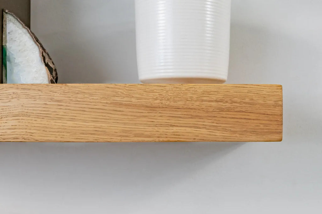 Thick Contemporary Clean Lined – Natural Oak Floating Shelves