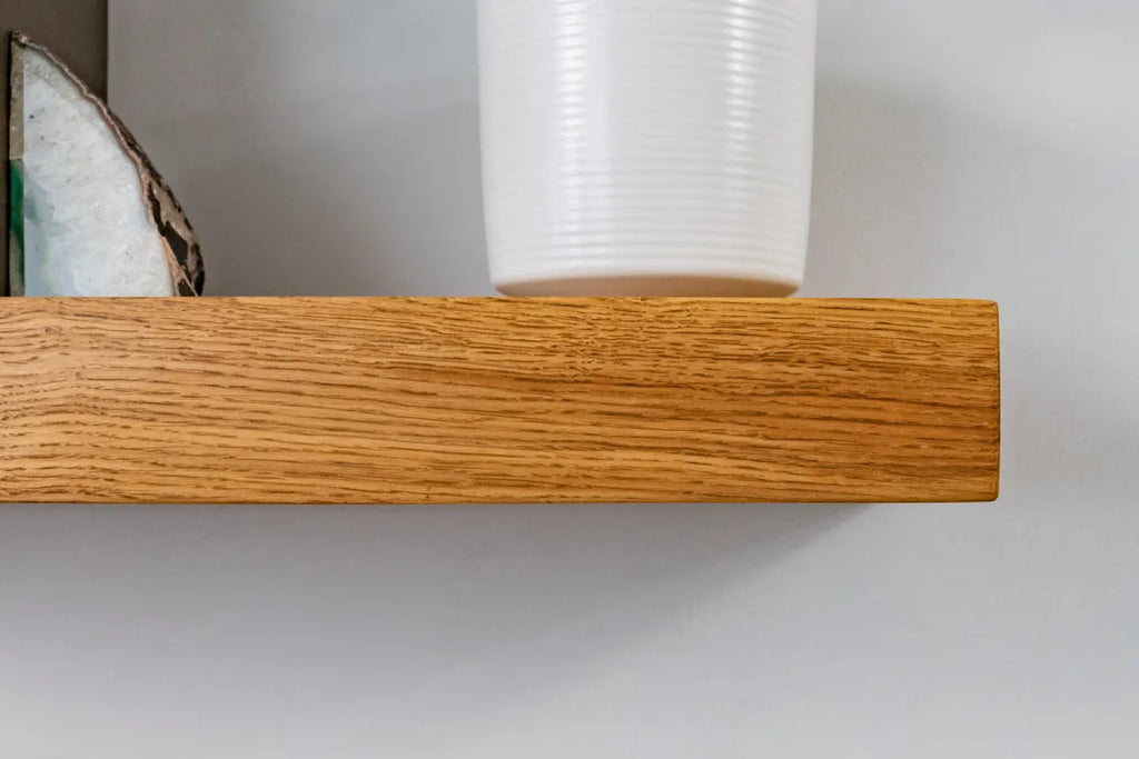 Thick Contemporary Clean Lined – Warm Oak Floating Shelves