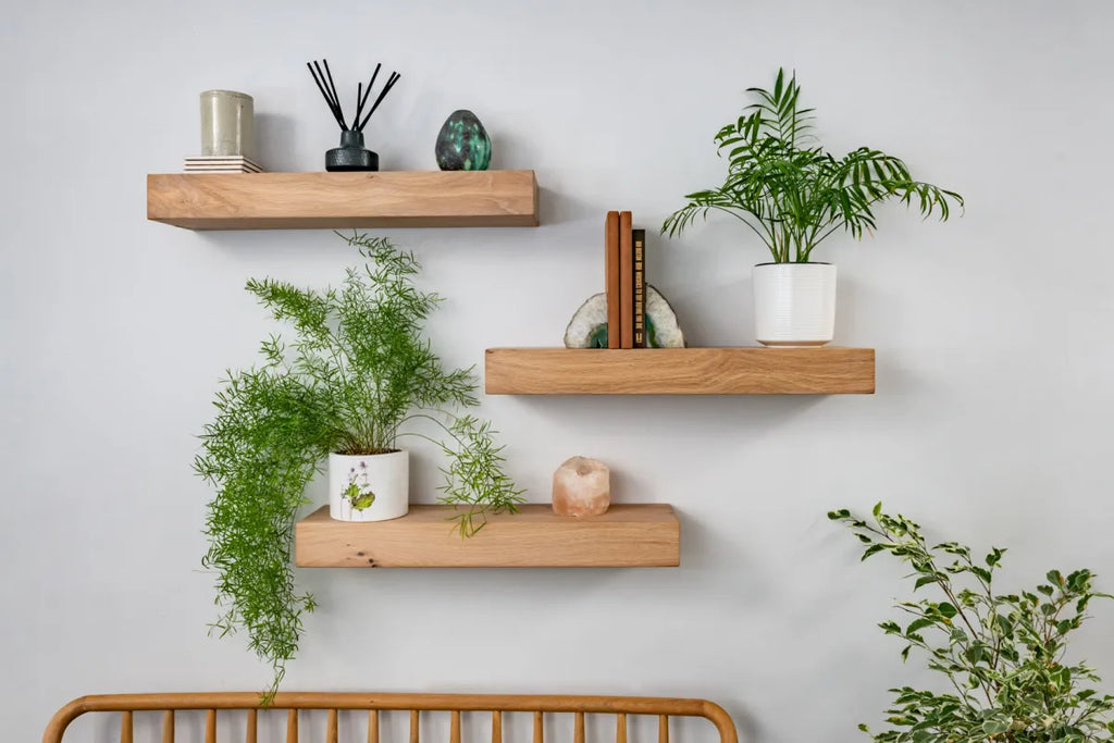 Thick Contemporary Clean Lined – White Oak Floating Shelves