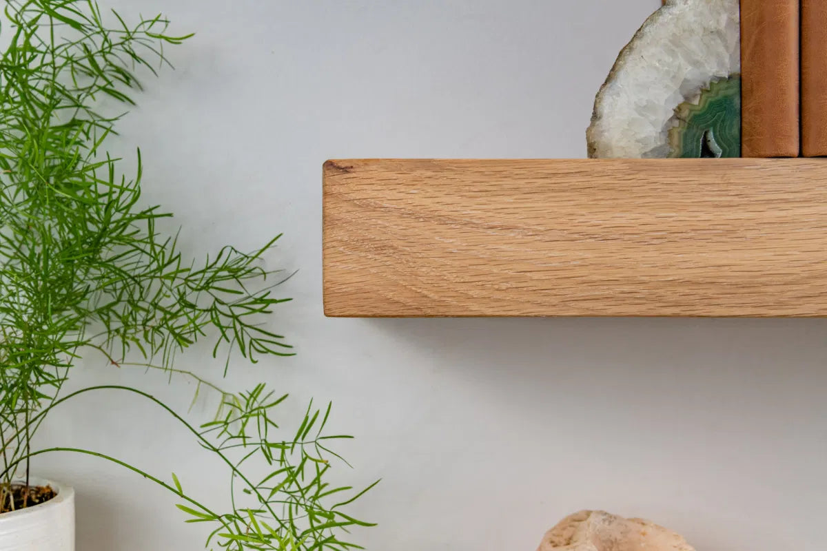 Thick Contemporary Clean Lined – White Oak Floating Shelves