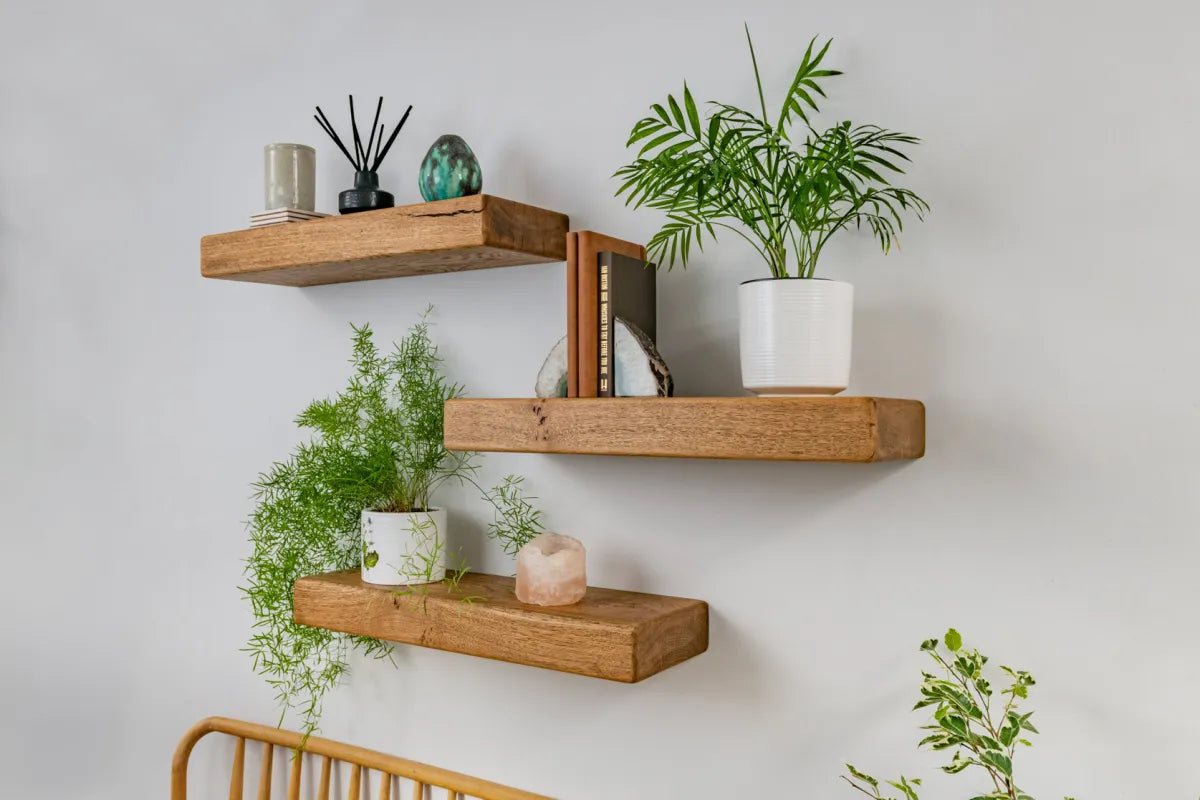 Country Cottage Style Dark Oak Floating Shelves