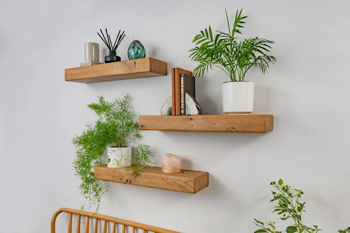 Thick Country Cottage  – Natural Oak Floating Shelves