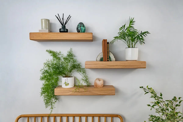 Thick Country Cottage  – White Oak Floating Shelves