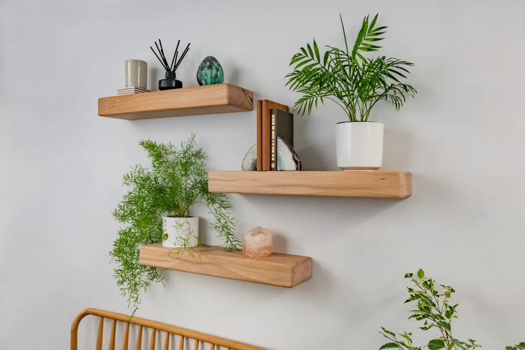 Thick Country Cottage  – White Oak Floating Shelves