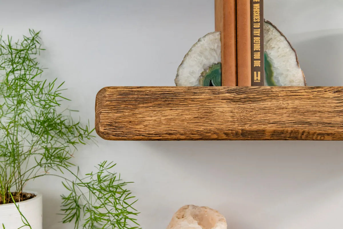 Thick Rustic Reclaimed Style – Dark Oak Floating Shelves