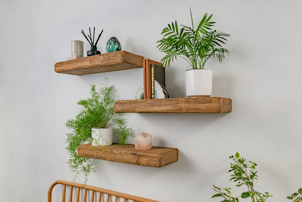 Thick Rustic Reclaimed Style – Natural Oak Floating Shelves