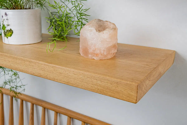 Thin Contemporary Clean Lined – Natural Oak Floating Shelves For Plasterboard Walls