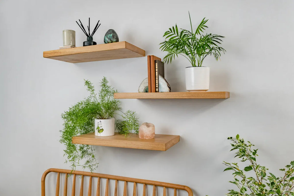 Thin Contemporary Clean Lined  – Natural Oak Floating Shelves