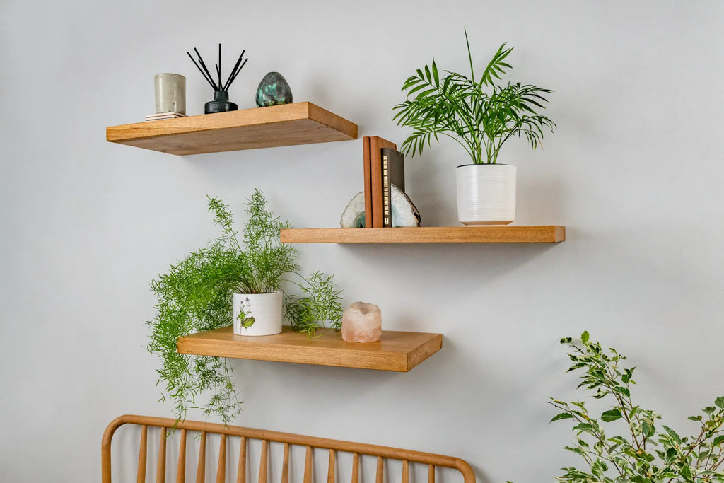 Thin Contemporary Clean Lined – Warm Oak Floating Shelves For Plasterboard Walls