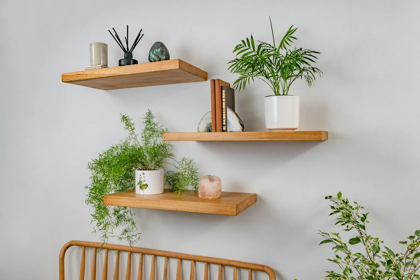 Thin Contemporary Clean Lined – Warm Oak Floating Shelves For Plasterboard Walls